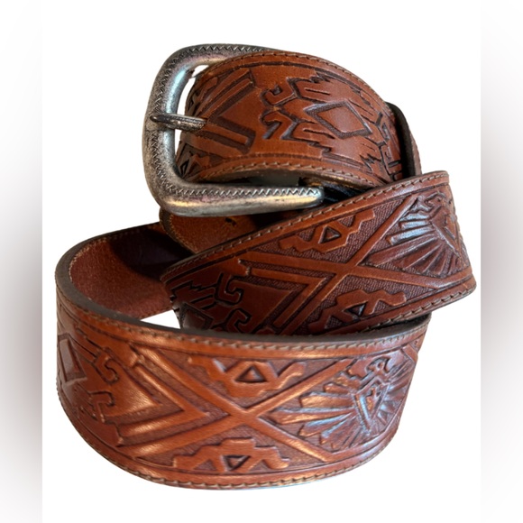Justin Boots Accessories - Justin Leather Western Aztec Style Belt